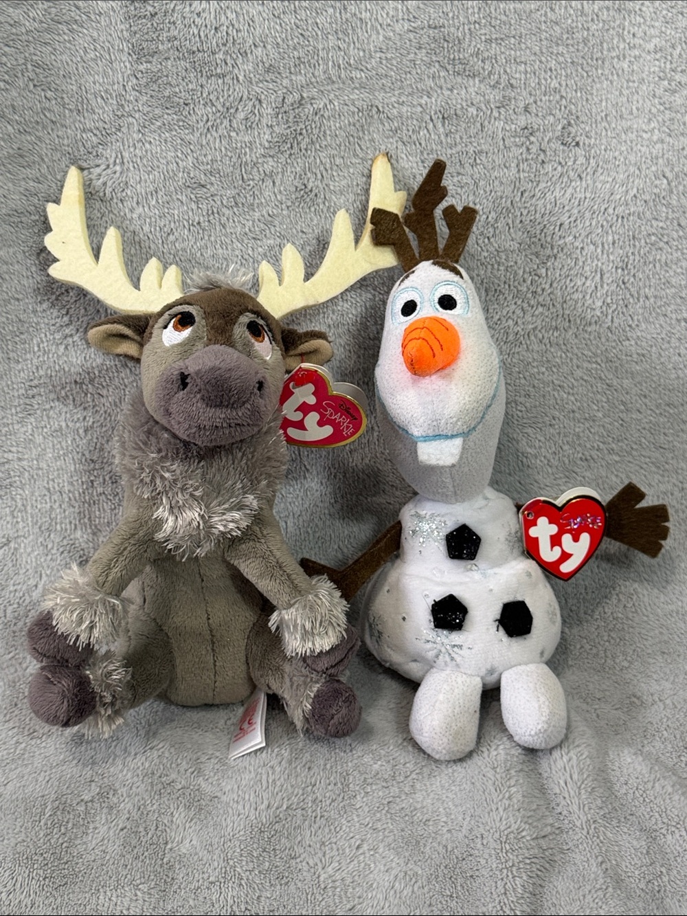 TY Sparkle Beanie Baby Olaf And Sven Disney Frozen 7” Plush